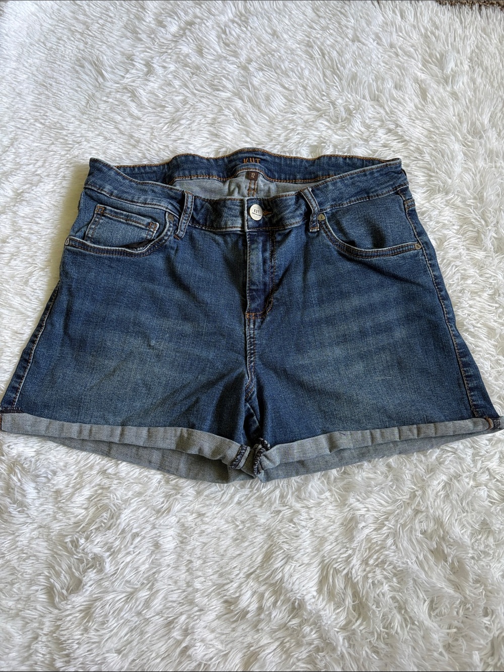 Kut From The Kloth Blue Denim Rolled Jean Shorts Size 12